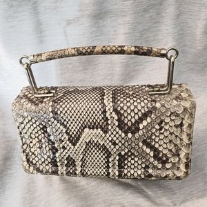 Luxurious Bellestone Snakeskin Python Cream Handbag with Gold Hardware